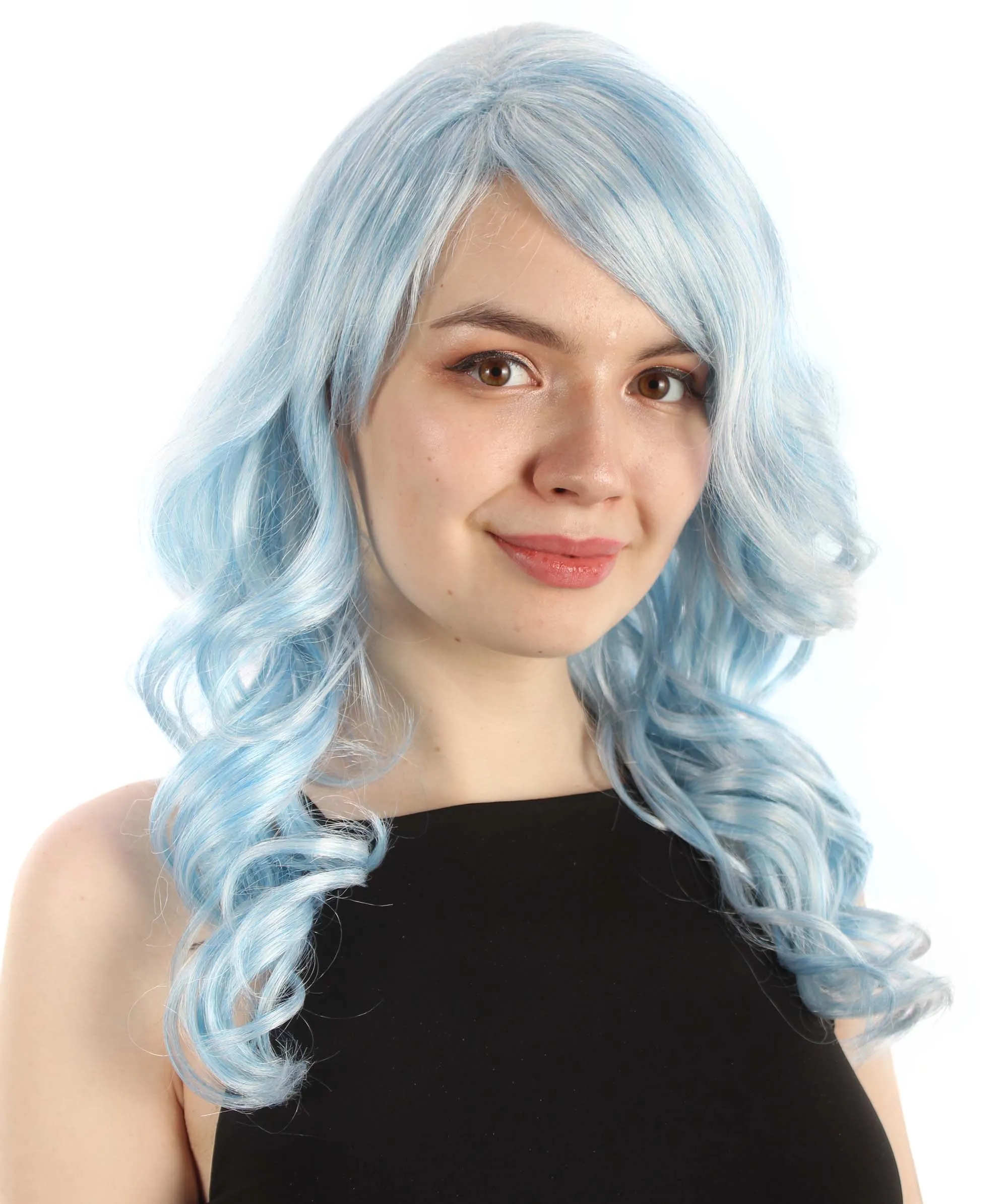Long Length Wavy Cosplay Halloween Costume Party Hair Synthetic Fiber Mermaid Fairytale Wig, 18 Inches | HPO