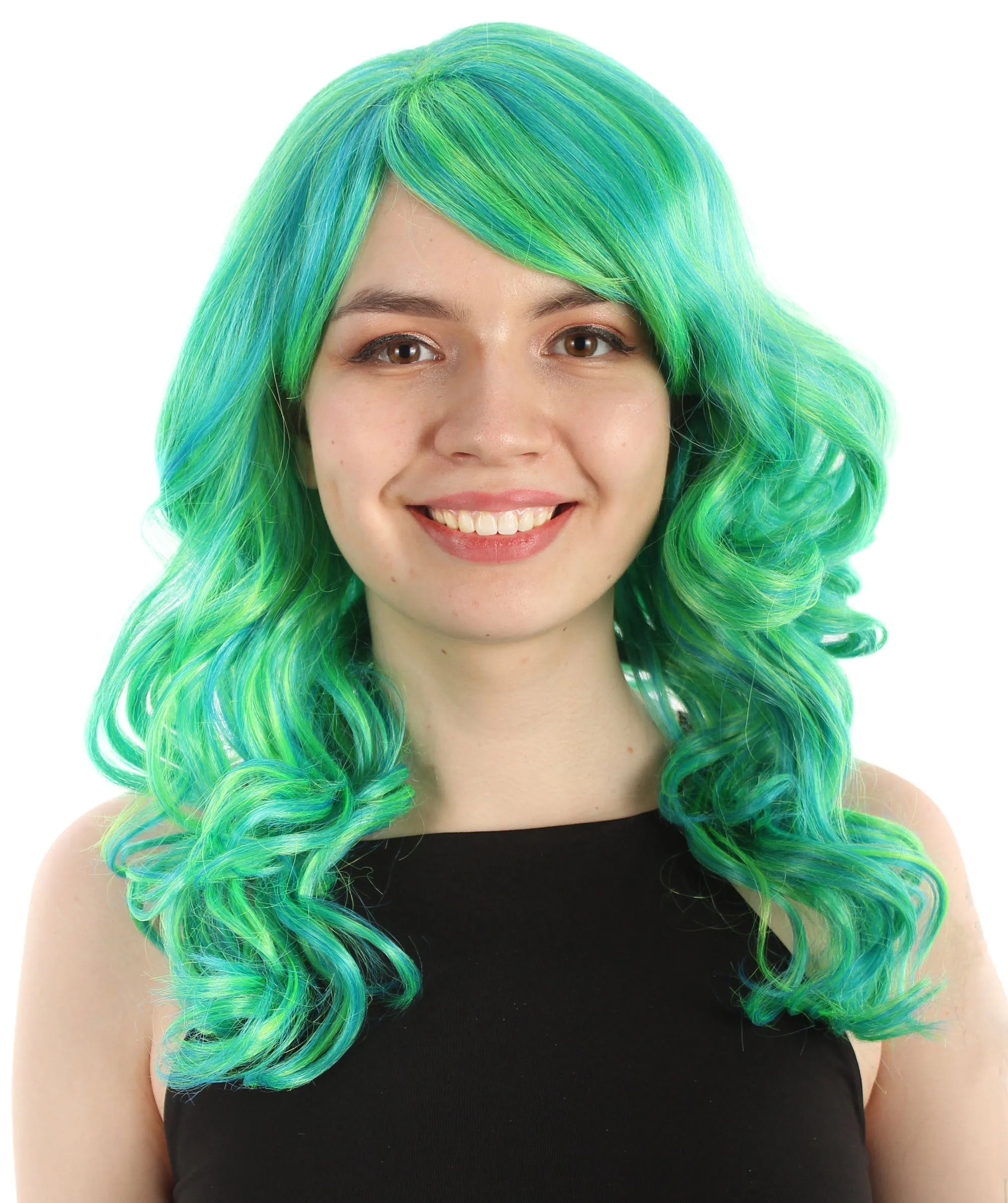 Long Length Wavy Cosplay Halloween Costume Party Hair Synthetic Fiber Mermaid Fairytale Wig, 18 Inches | HPO