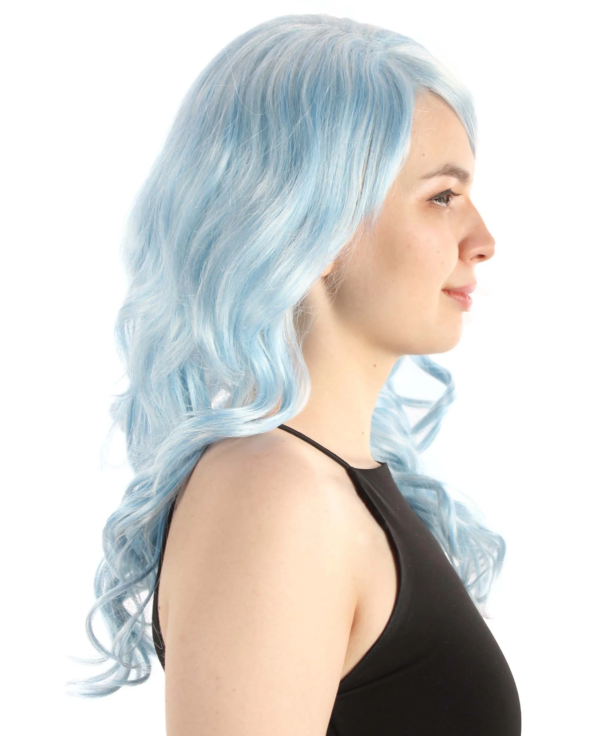 Long Length Wavy Cosplay Halloween Costume Party Hair Synthetic Fiber Mermaid Fairytale Wig, 18 Inches | HPO