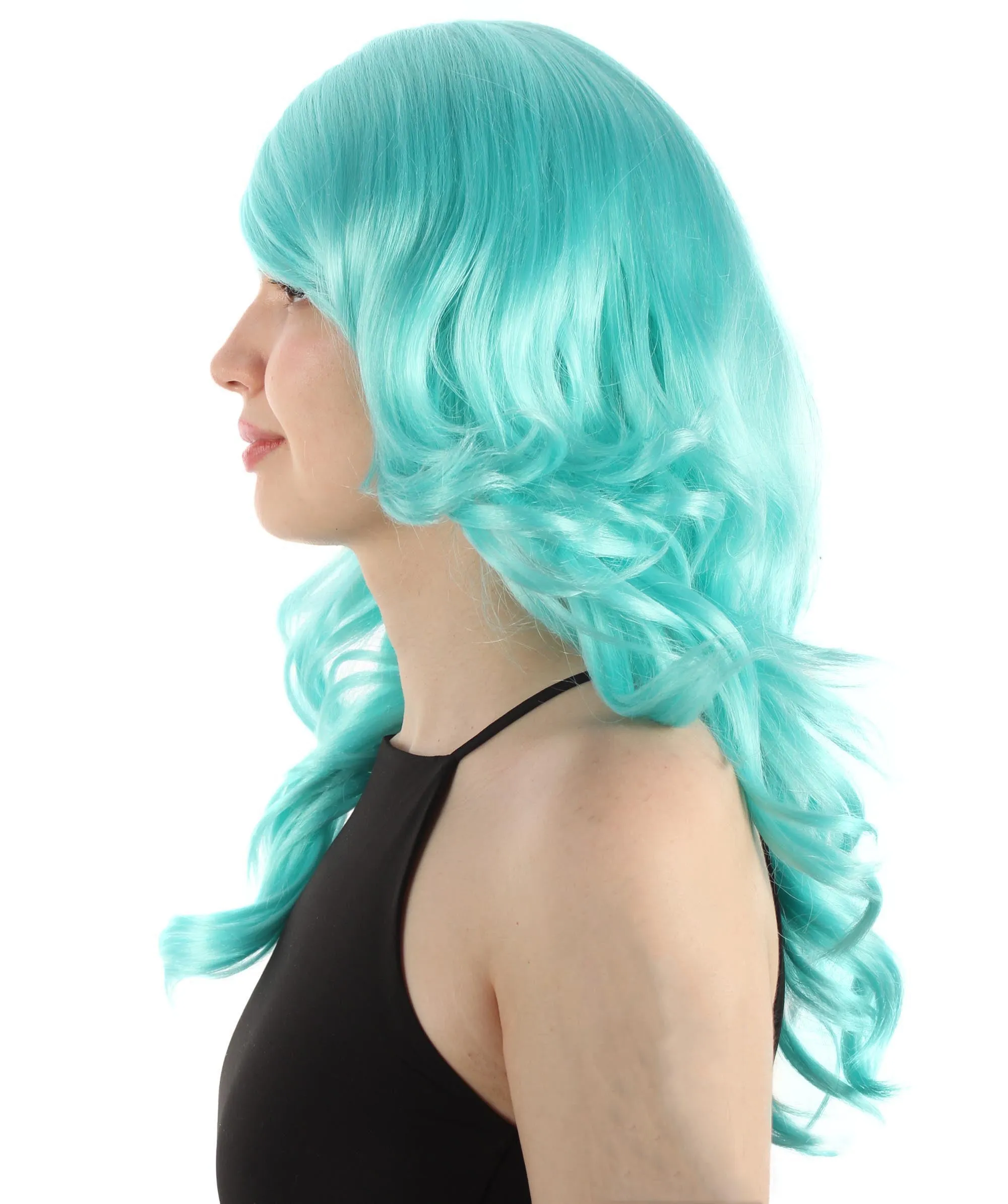 Long Length Wavy Cosplay Halloween Costume Party Hair Synthetic Fiber Mermaid Fairytale Wig, 18 Inches | HPO