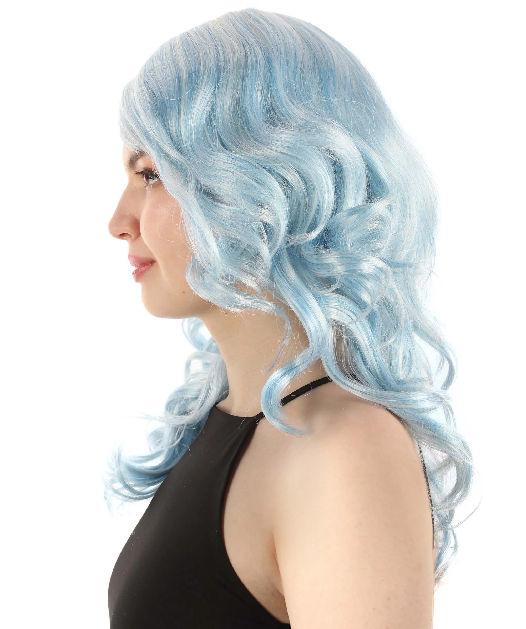Long Length Wavy Cosplay Halloween Costume Party Hair Synthetic Fiber Mermaid Fairytale Wig, 18 Inches | HPO