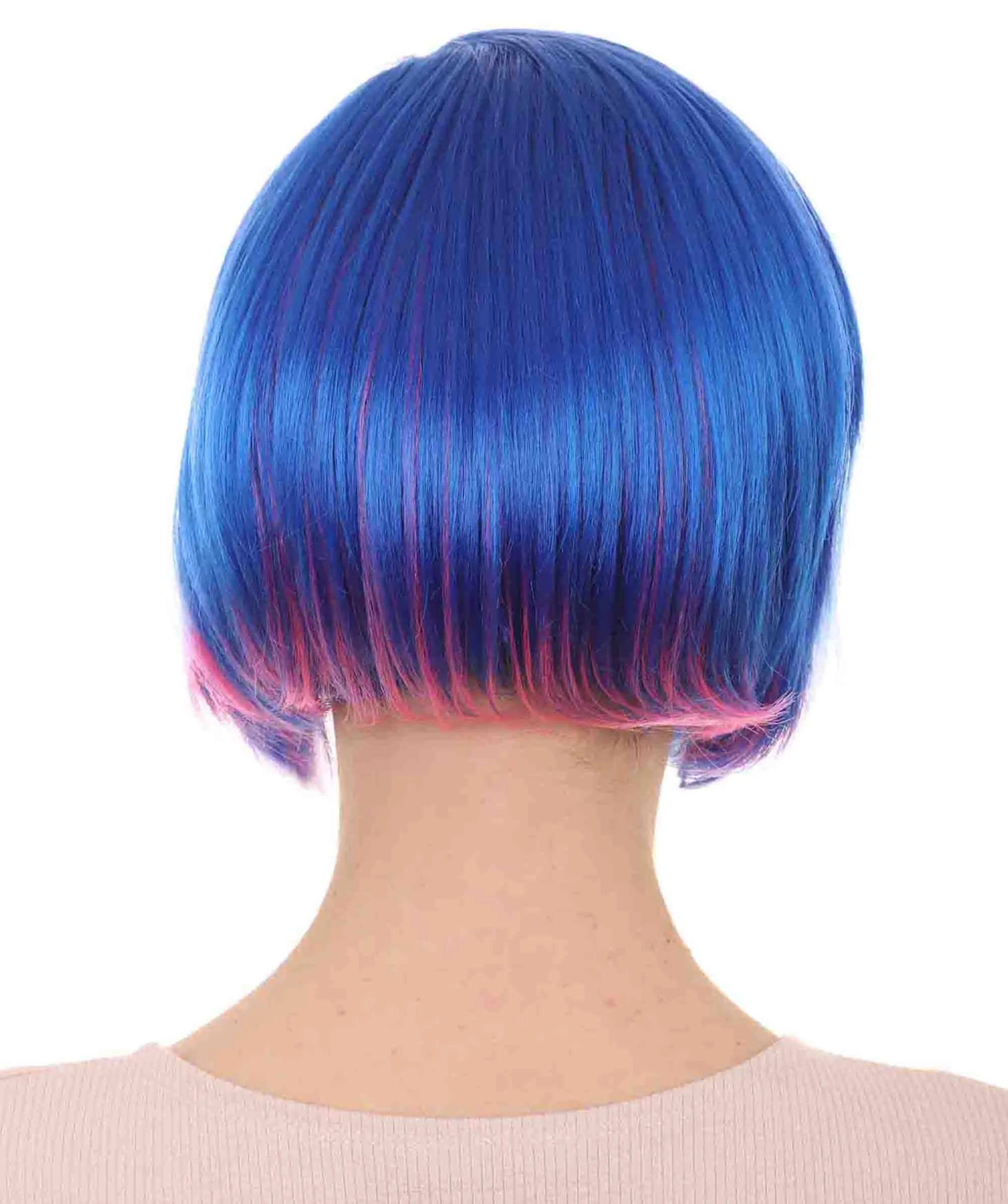 Mary Thurman Wig | Blue and Pink Shinning Bob Wigs | Premium Breathable Capless Cap