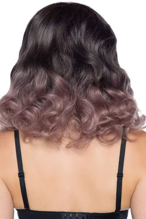 Mauve 18" Curly Ombre Long Bob Wig