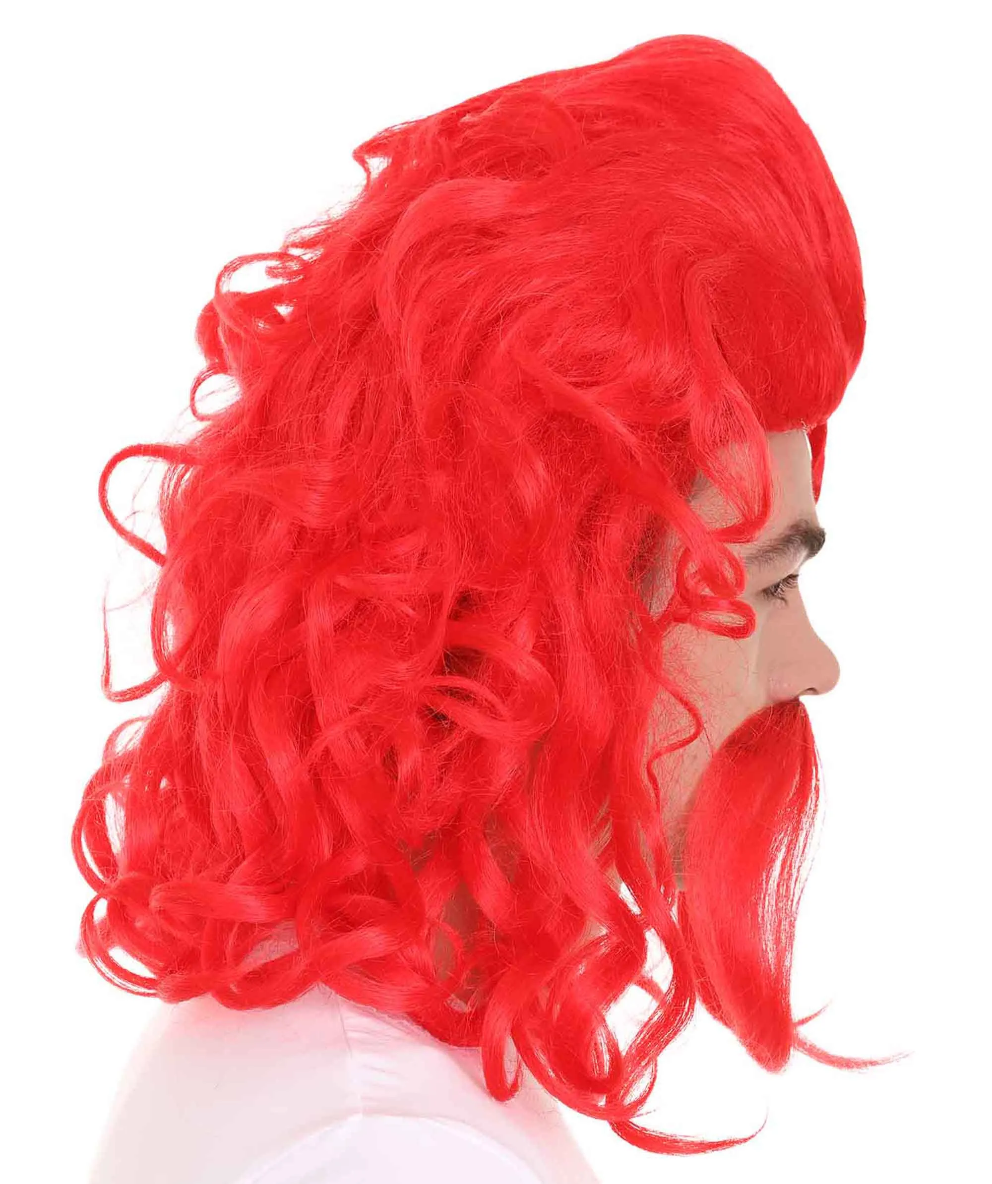 Men's Long Red Straight Handle Bar Mustache Smooth Wig | Premium Breathable Capless Cap