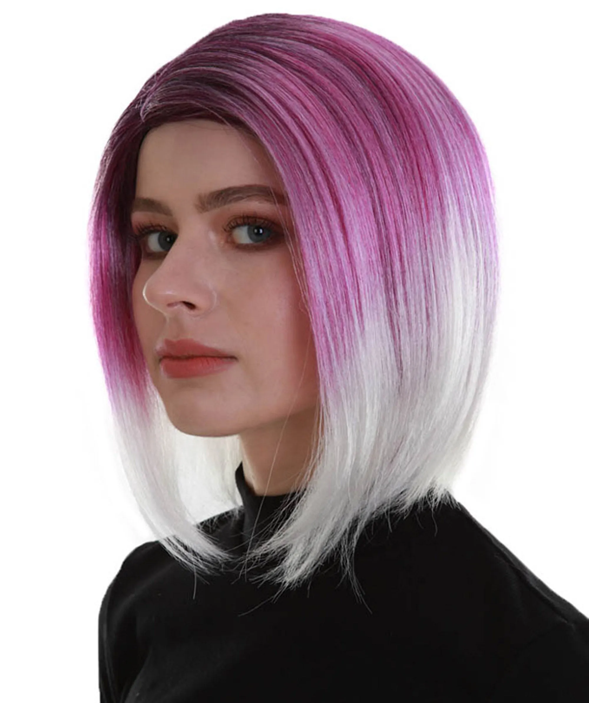 Mid Ombre | Women's Purple Color Straight Shoulder Length Trendy Mid Ombre Wig