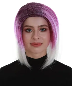 Mid Ombre | Women's Purple Color Straight Shoulder Length Trendy Mid Ombre Wig