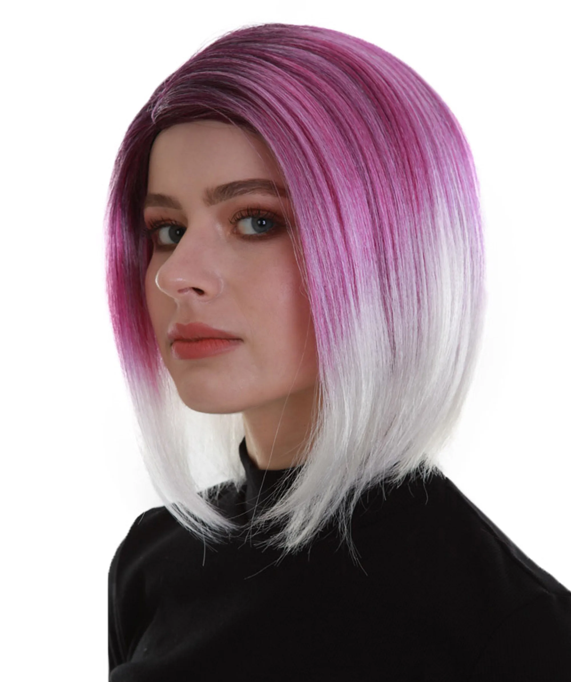 Mid Ombre | Women's Purple Color Straight Shoulder Length Trendy Mid Ombre Wig