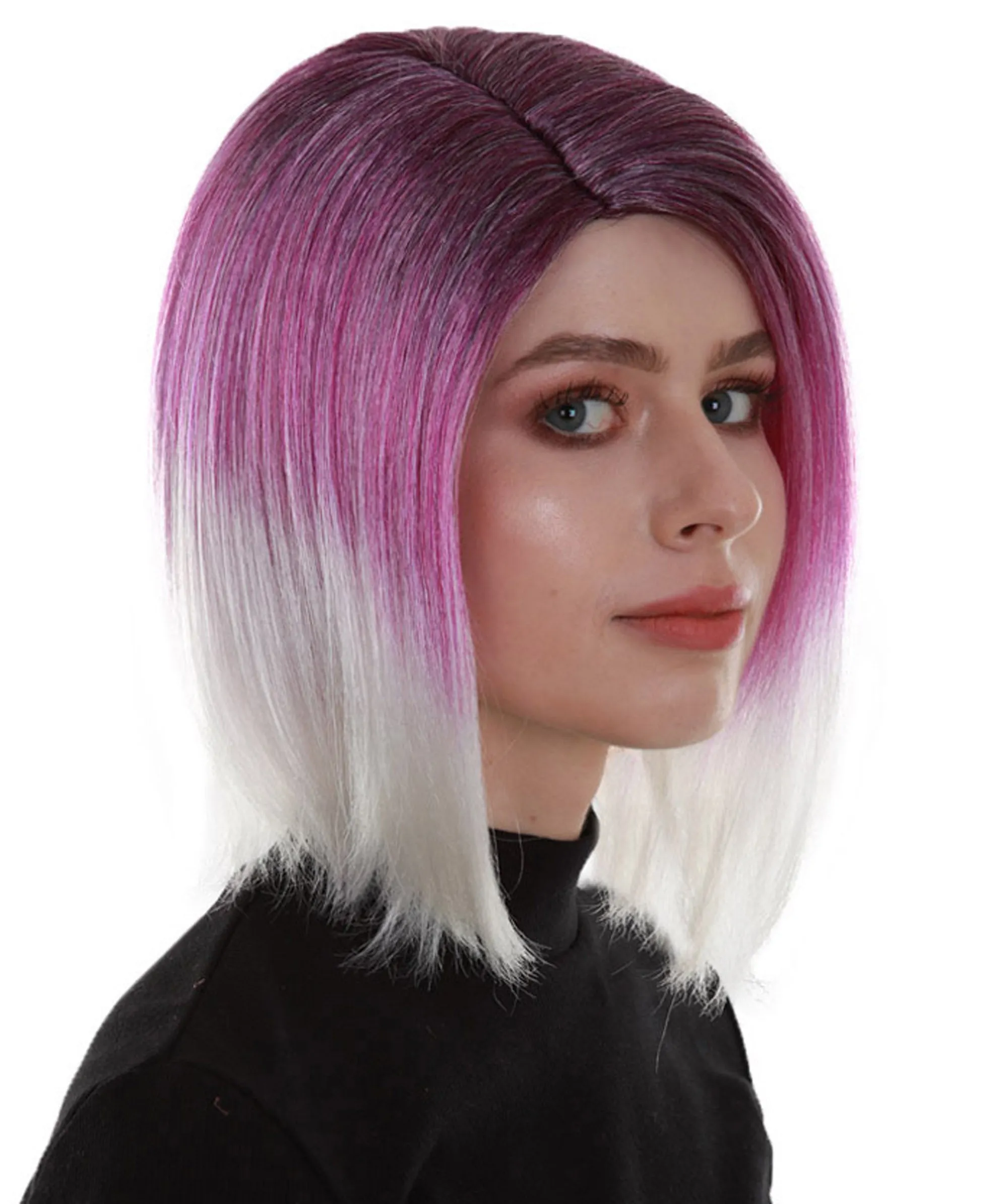 Mid Ombre | Women's Purple Color Straight Shoulder Length Trendy Mid Ombre Wig