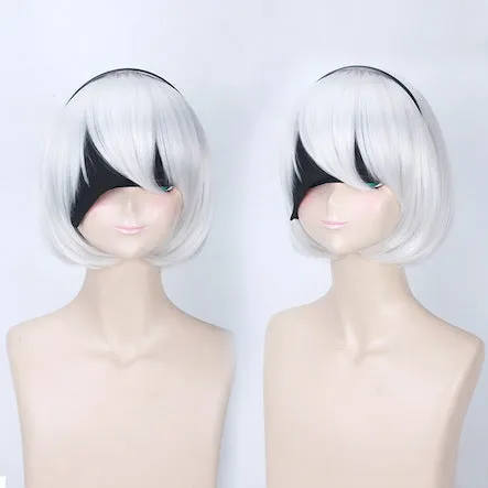 NieR: Automata 2B Girls Cosplay Wig Silver with Headband