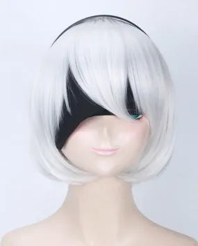 NieR: Automata 2B Girls Cosplay Wig Silver with Headband