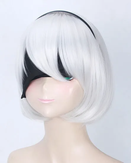 NieR: Automata 2B Girls Cosplay Wig Silver with Headband