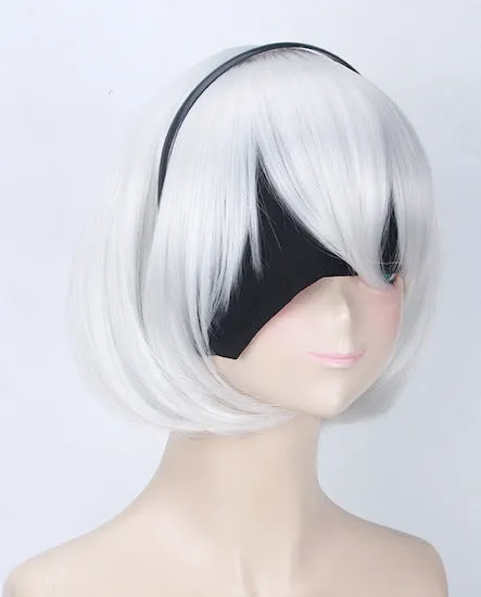 NieR: Automata 2B Girls Cosplay Wig Silver with Headband