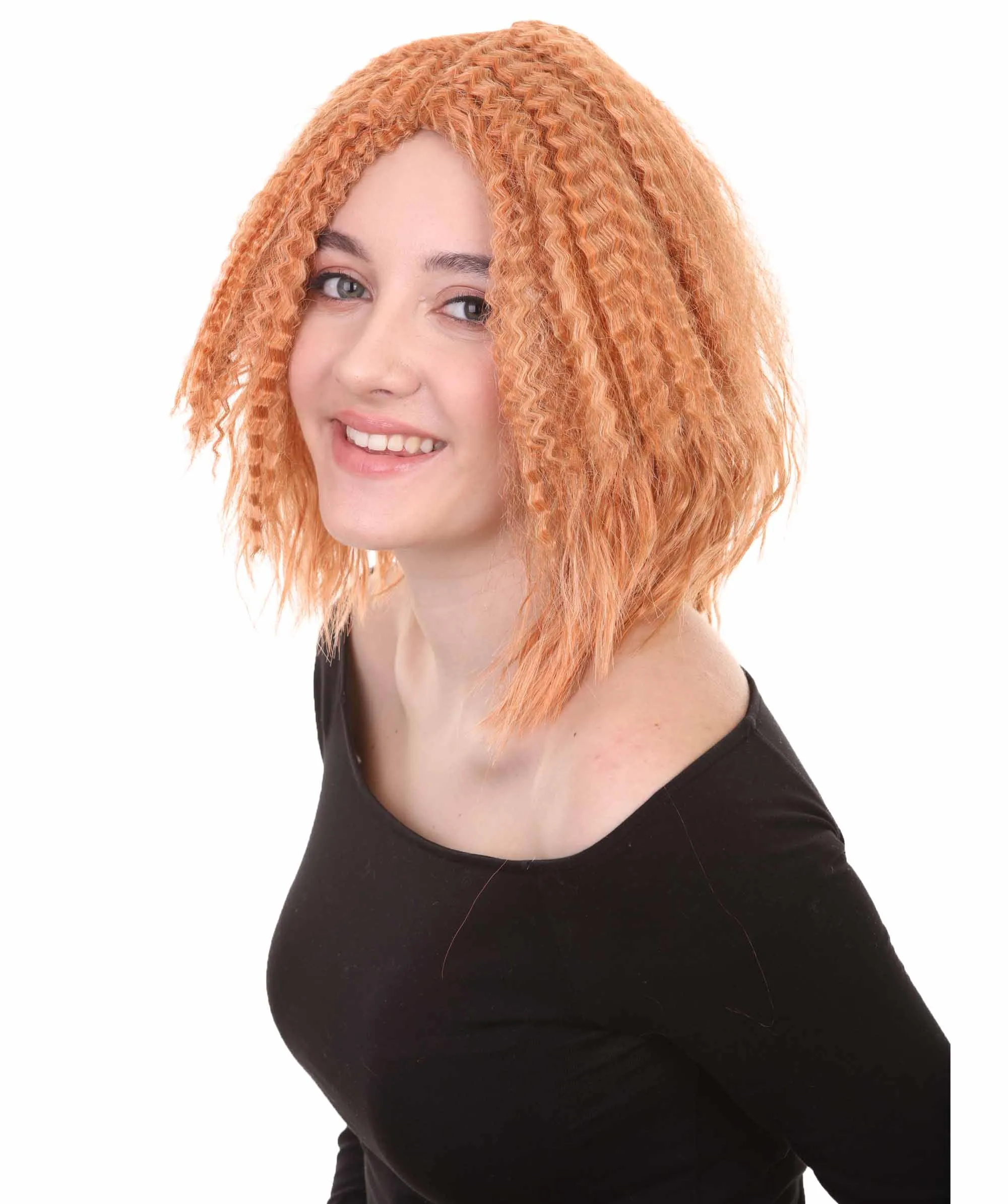 Orange Curly Fashion Womens Wig | Party Ready Fancy Cosplay Halloween Wig | Premium Breathable Capless Cap