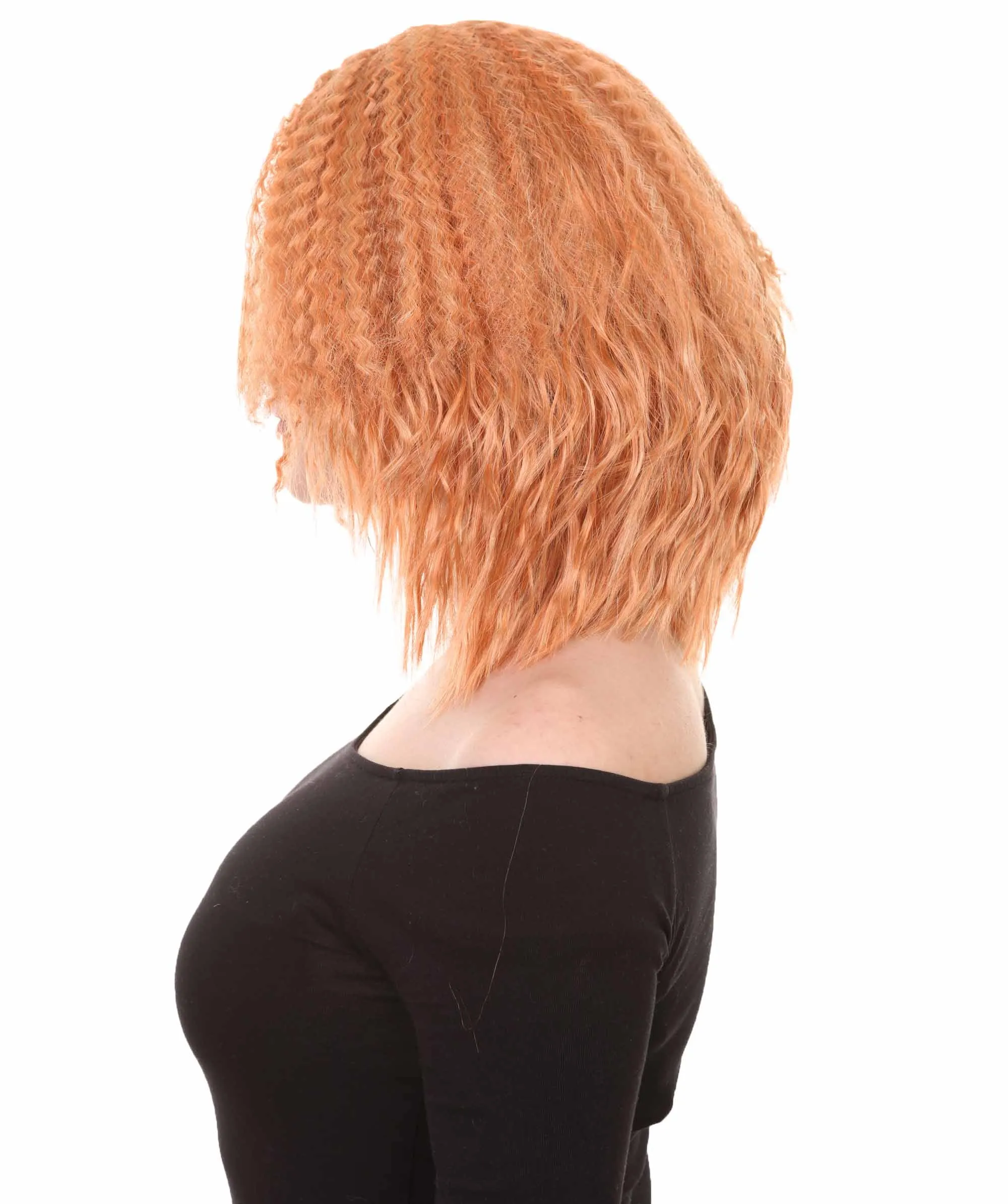 Orange Curly Fashion Womens Wig | Party Ready Fancy Cosplay Halloween Wig | Premium Breathable Capless Cap