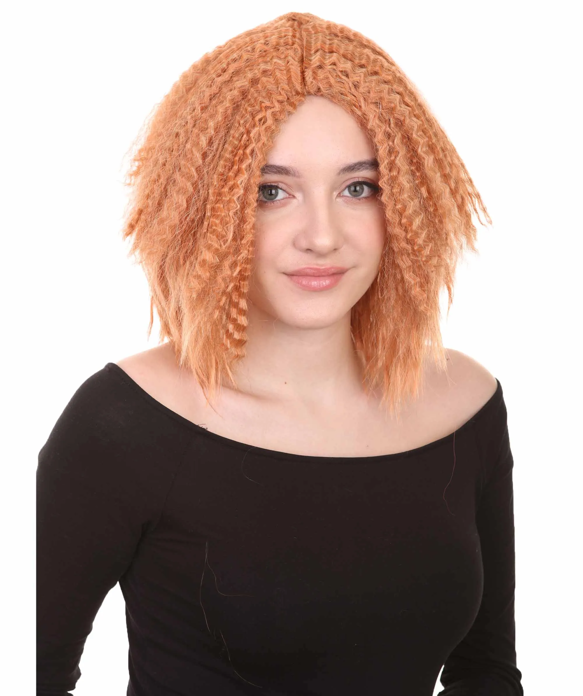 Orange Curly Fashion Womens Wig | Party Ready Fancy Cosplay Halloween Wig | Premium Breathable Capless Cap