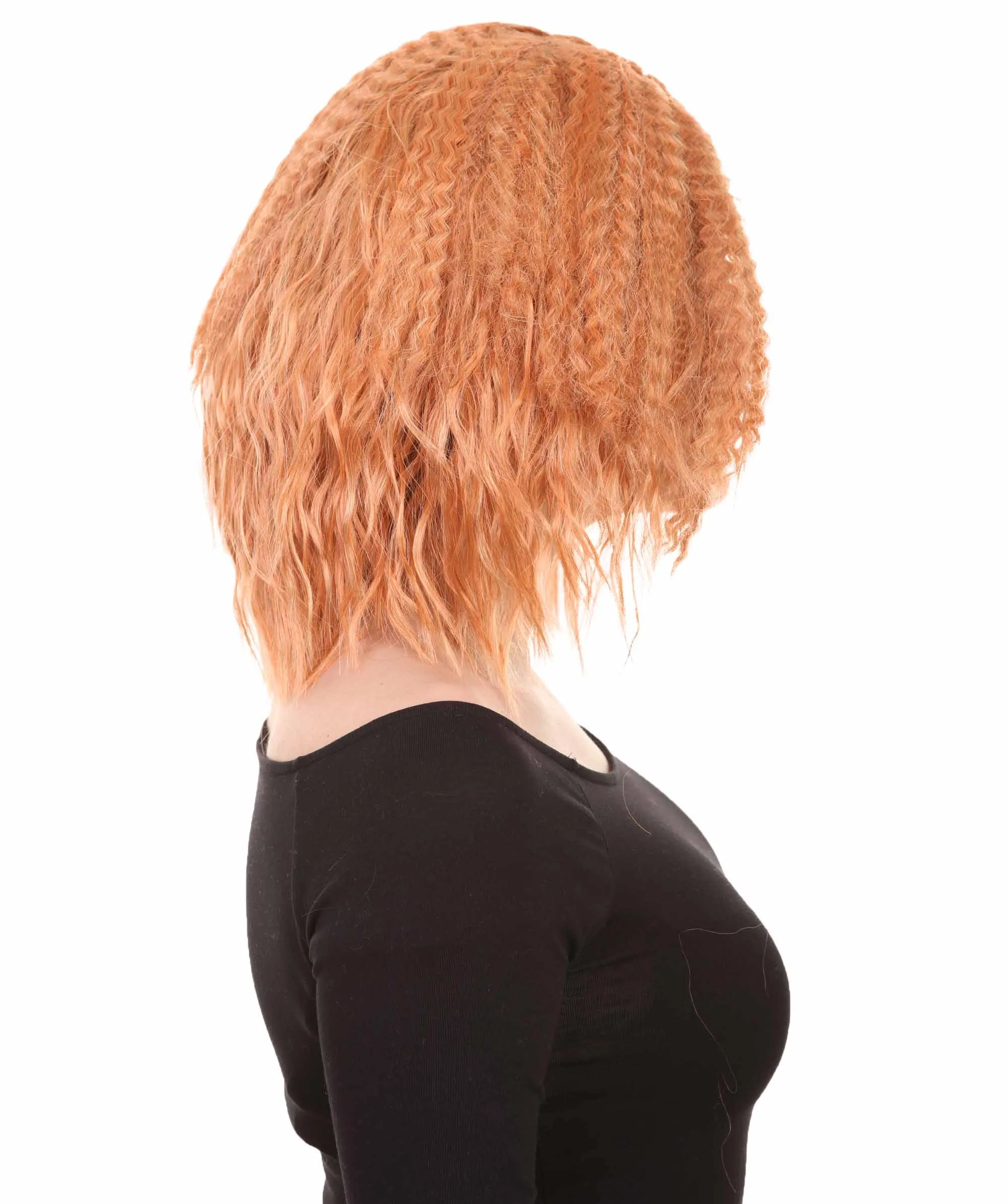 Orange Curly Fashion Womens Wig | Party Ready Fancy Cosplay Halloween Wig | Premium Breathable Capless Cap
