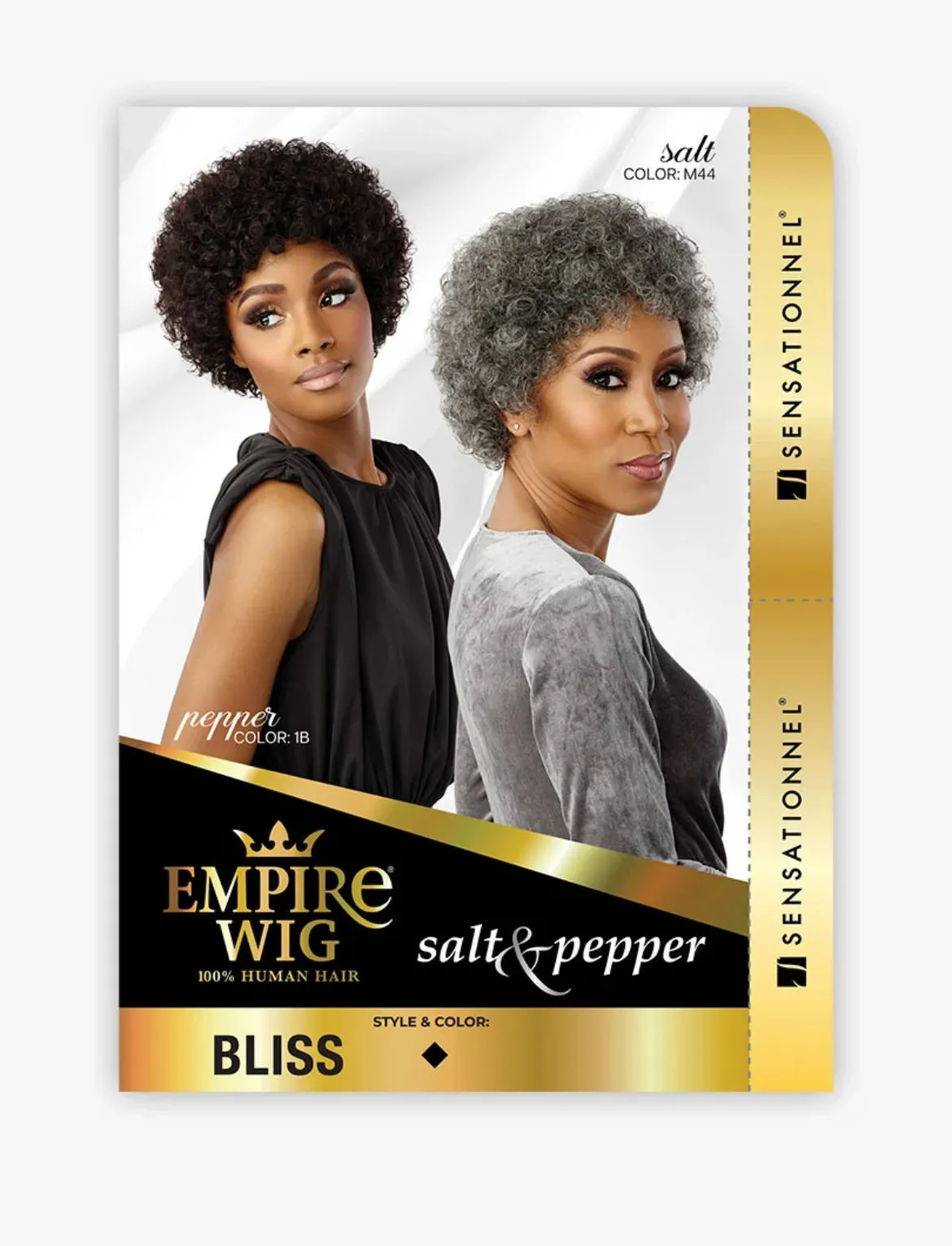 SENSATIONNEL EMPIRE WIG SALT & PEPPER 100% HUMAN HAIR- BLISS