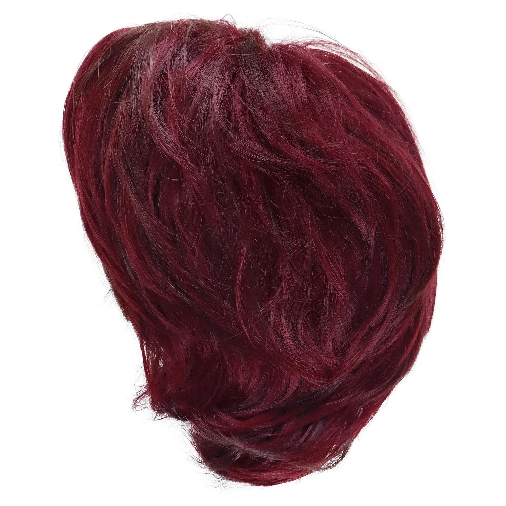 Short Wigs for Women Synthetic Red Hair Wigs with Bangs Natural Curly Haircut Ombre Color Mommy Wig Mother Elderly Wigs