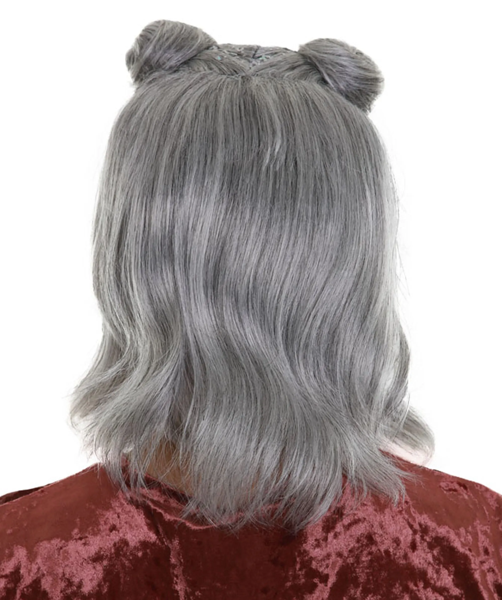 Space Buns | Women's Grey Color Straight Shoulder Length Trendy Space Buns Wig