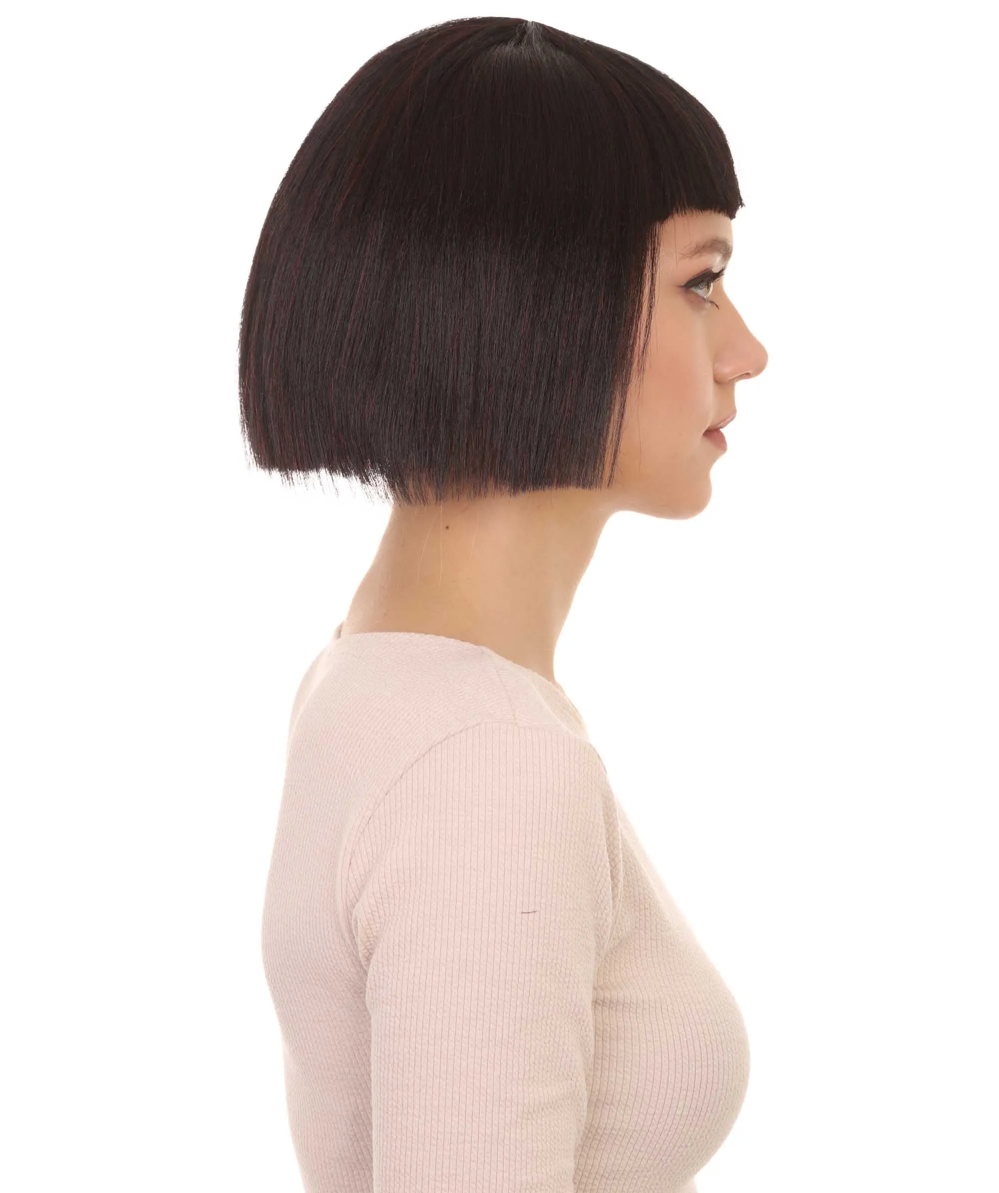 Super Model Black & Purple Bob Womens Wig | Bob Party Ready Fancy Cosplay Halloween Wig | Premium Breathable Capless Cap