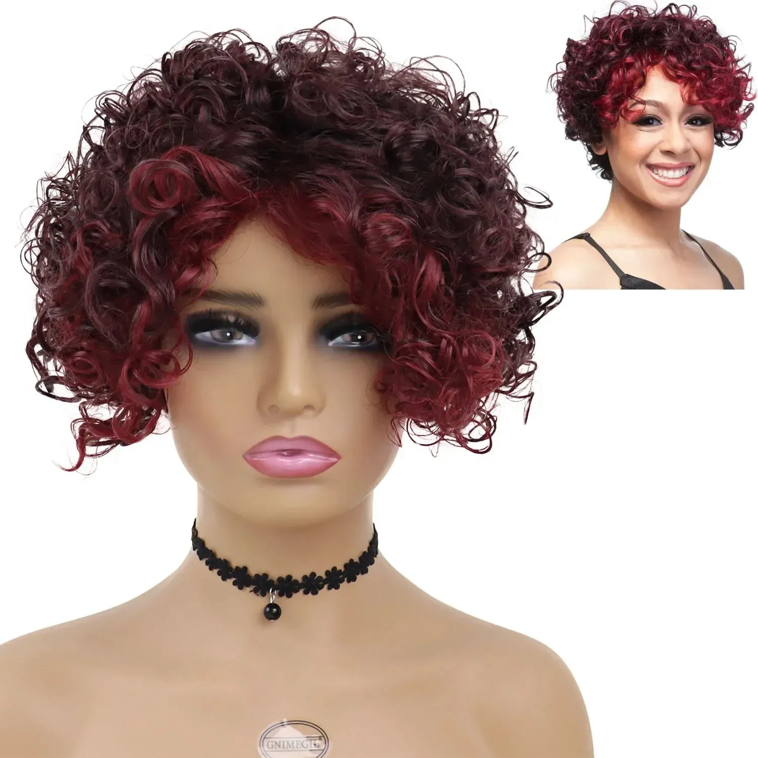 Synthetic Afro Kinky Curly Wigs for Black Women Highlight Wig Bob Brown Wig Curlys African Style Natural African Wig