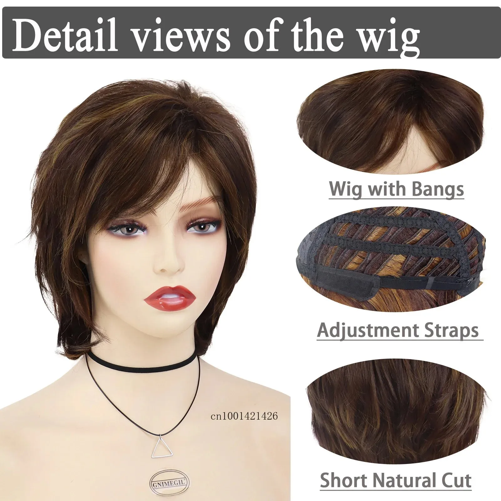 Synthetic Hair Mix Brown Wigs for Women Short Haircuts Brown with Highlights Mommy Wig Casual Style Daily Hair Replacement Wigs