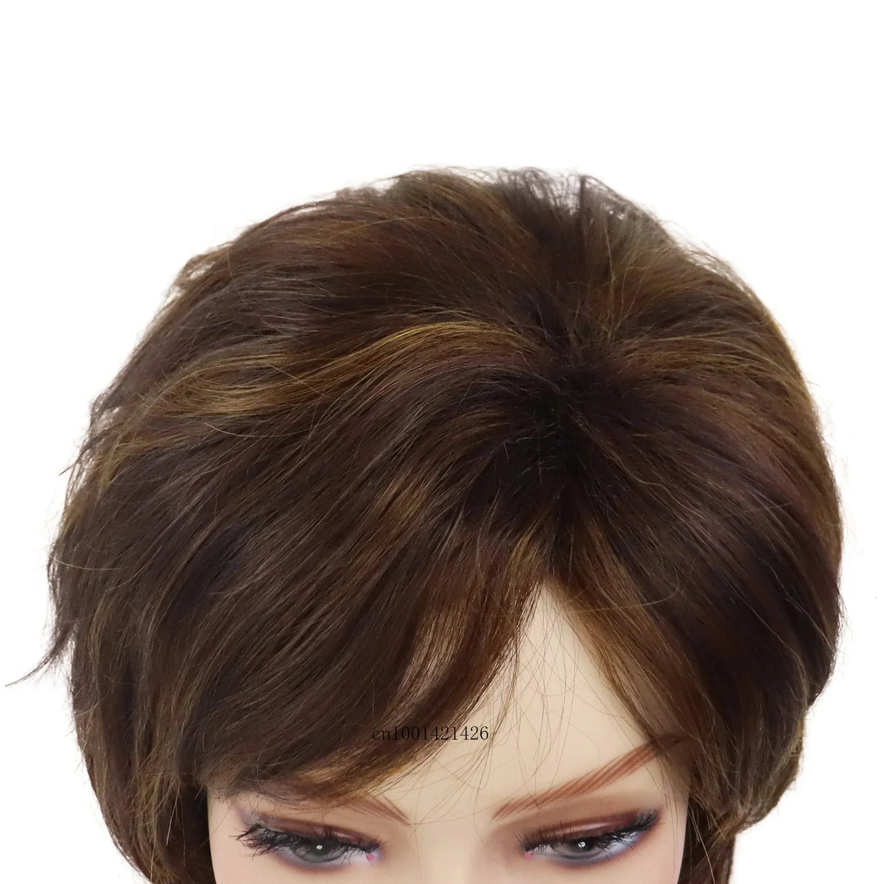 Synthetic Hair Mix Brown Wigs for Women Short Haircuts Brown with Highlights Mommy Wig Casual Style Daily Hair Replacement Wigs