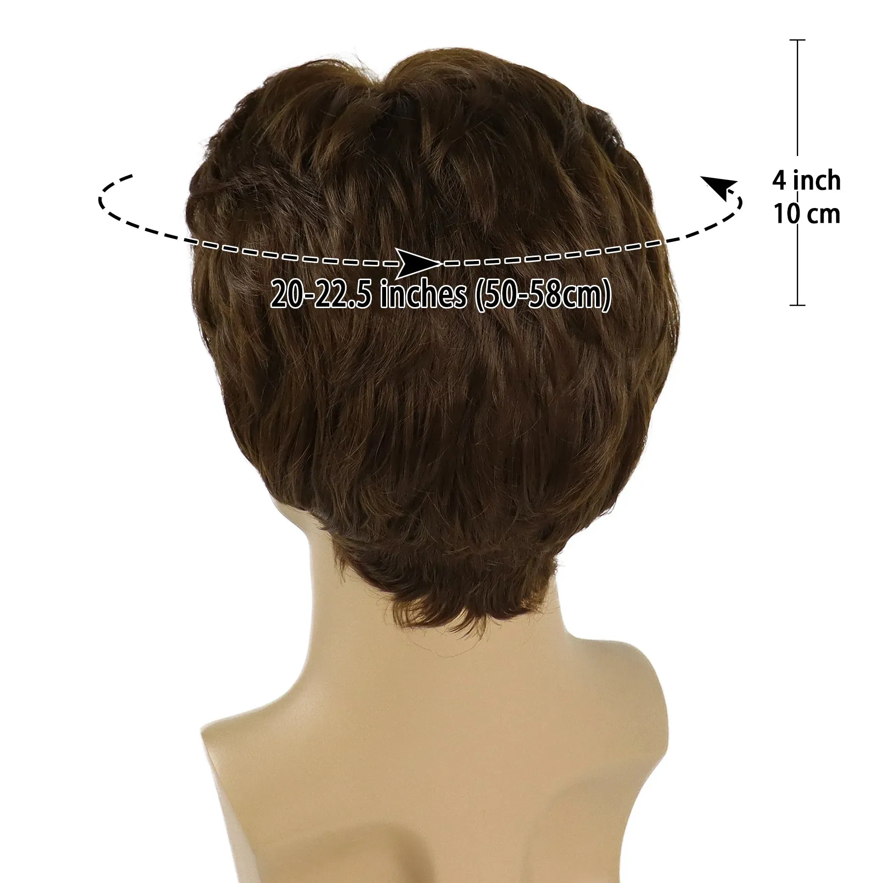 Synthetic Hair Wigs for Men Short Haircuts with Bangs Old Fmale Brown Wig Natural Pixie Cuts Hair Replacement Full Wigs Costume