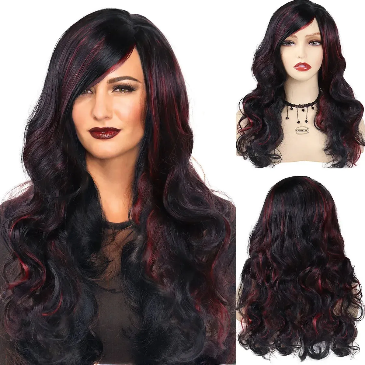 Synthetic Long Red Wigs for Women Cosplay Long Hair Wig Carnival Party Halloween Costume Wigs Female Fox Red Hair Wavy