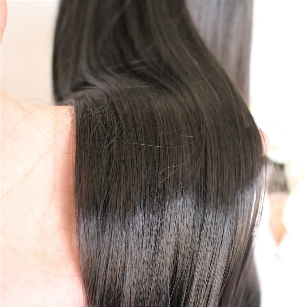 Synthetic Wigs Black Color Middle Part 180% Density Long Lace Wig