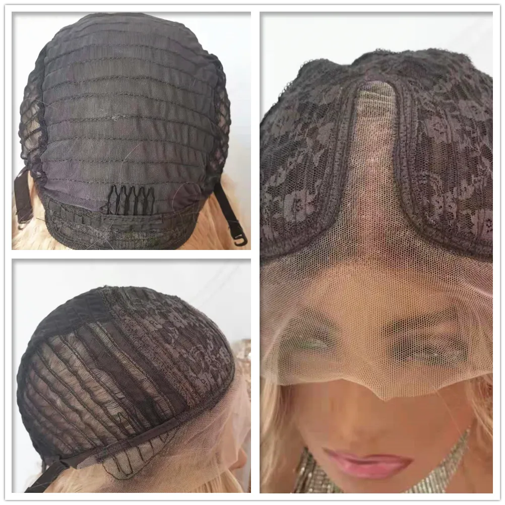 Synthetic Wigs Black Color Middle Part 180% Density Long Lace Wig