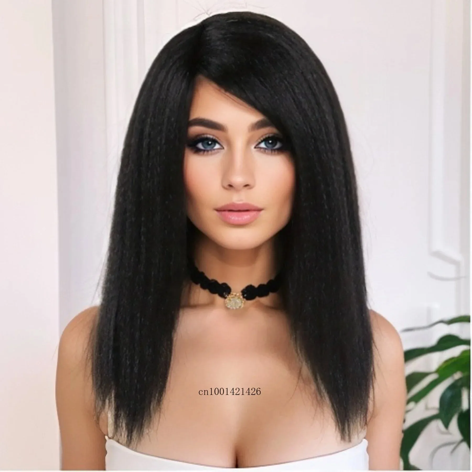 Synthetic Yaki Straight Afro Wigs for Women Brown Wig Short Hair Natural Soft Ladies Wigs Lovely African American Wigs