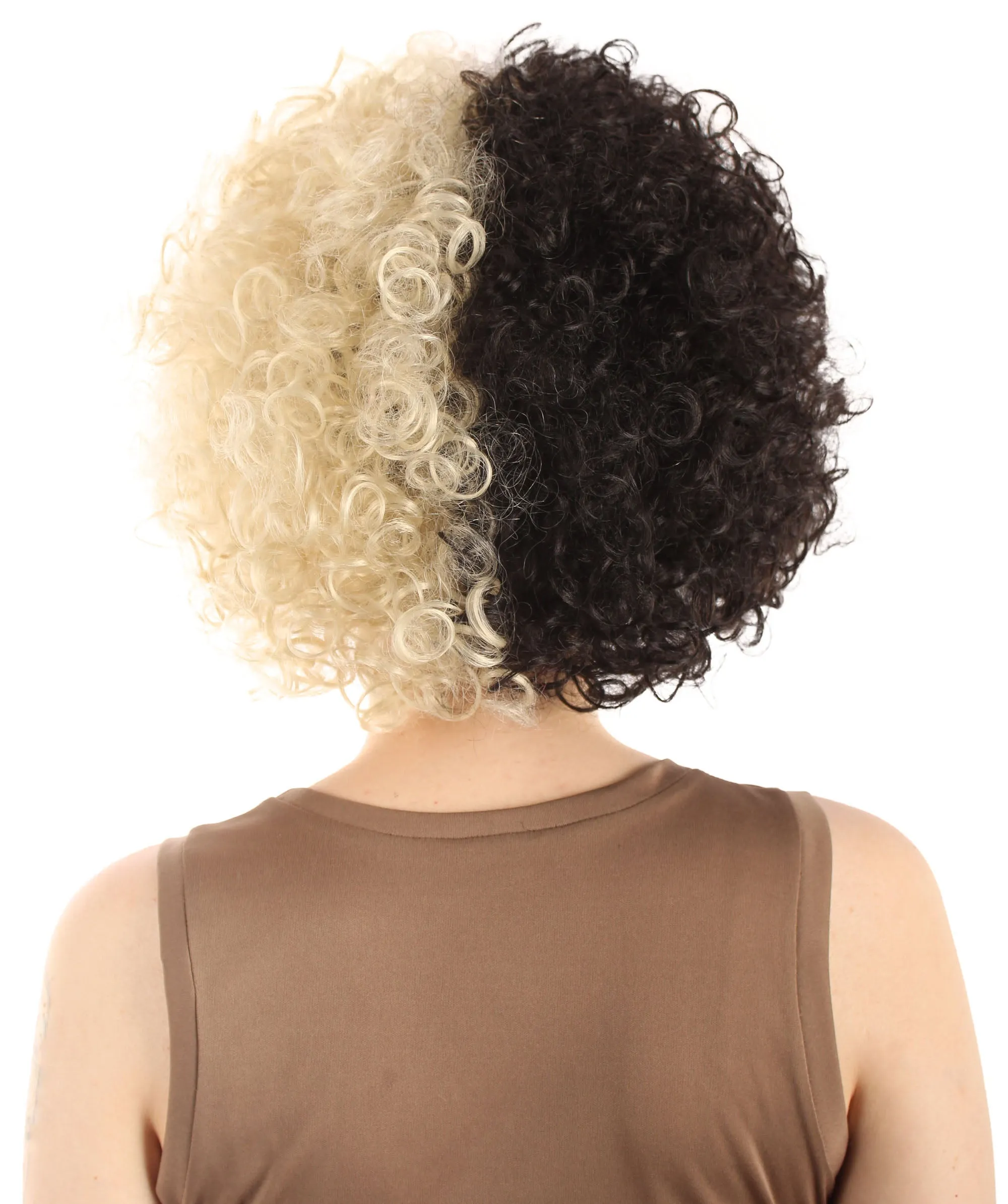 Two Tone Blonde and Black Curly Cruel Evil Wig